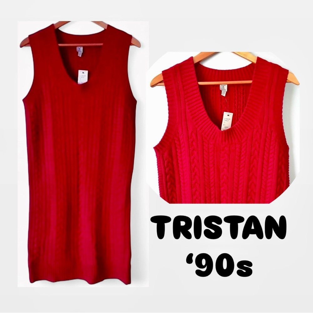 NWT Tristan Vintage 90s Red Sweater Dress Retail $110